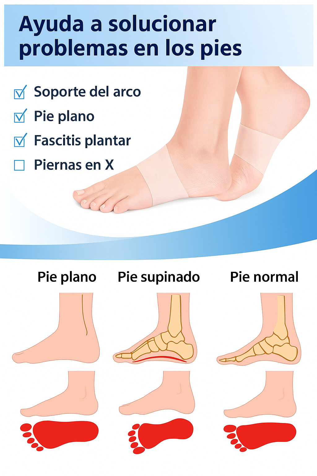 Bandas Alivio Fascitis Plantar | Soporte para Arco y Dolor de Pie